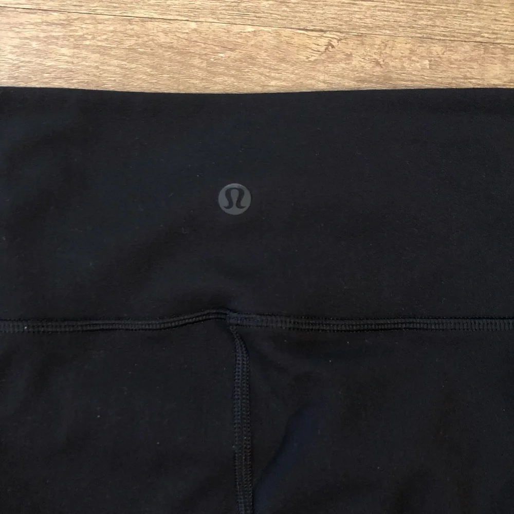 lululemon athletica Black High-Rise Leggings with Laser-Cut Lace Panels